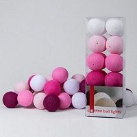 Гирлянда хлопковые фонарики Сotton Ball Pink | 20 шариков