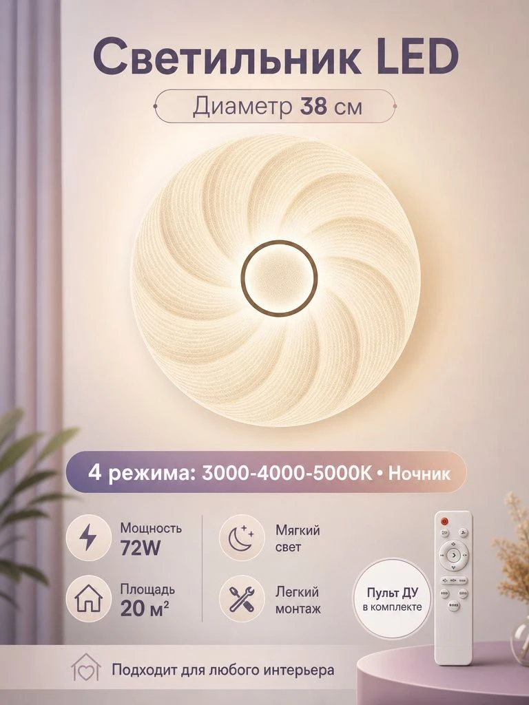 Светильник тарелка светодиодный настенно-потолочный Амазон Хоум Acrylic Shell AMG007651