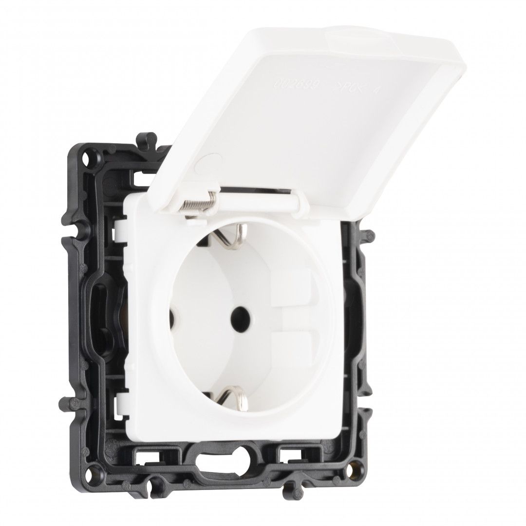 Розетка с заземлением, шторками и защитной крышкой, 16A 250V 217.41-1.white Arte Milano