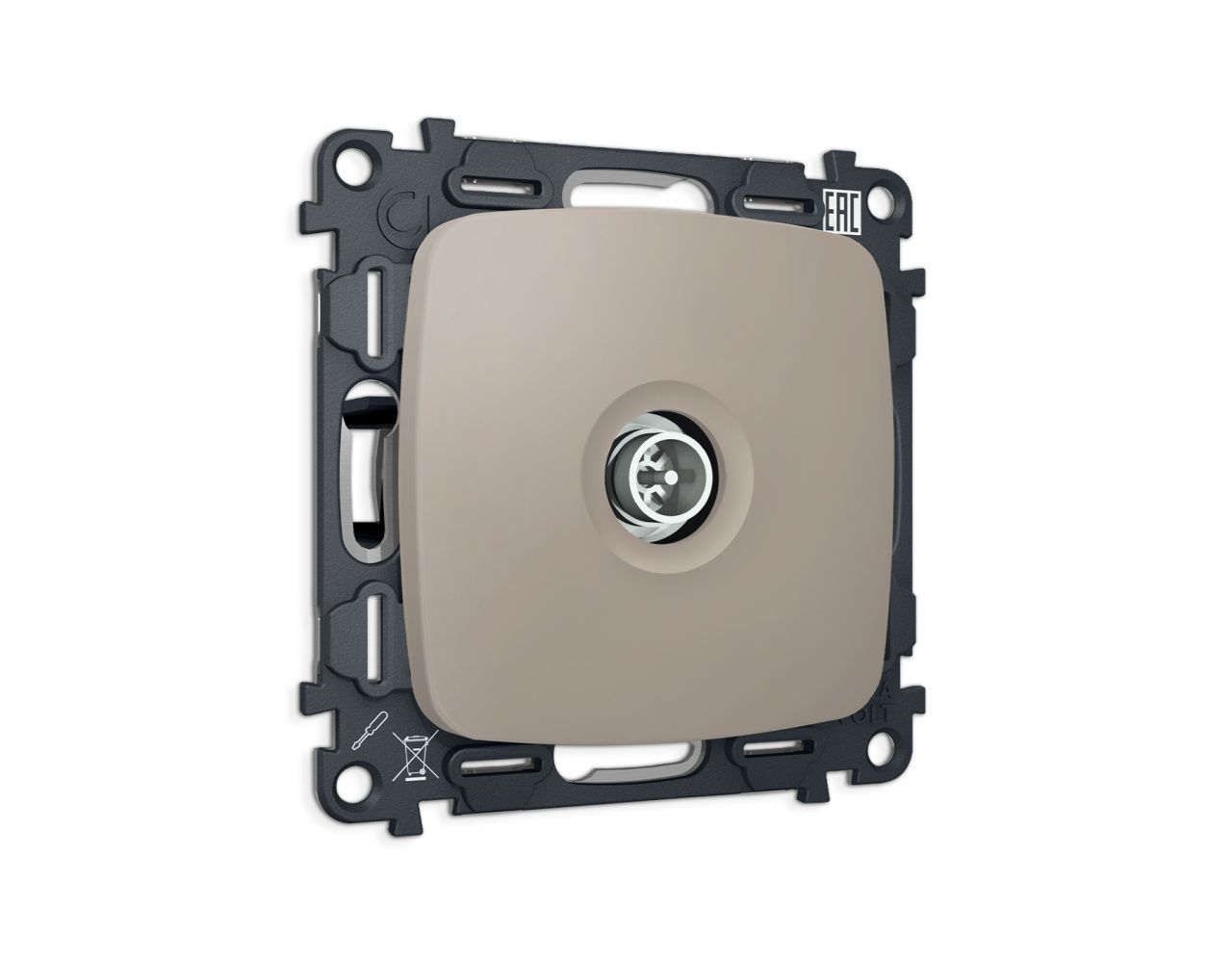 Комплект механизма TV розетки оконечной экранированной 5-1000MHz 3dB OMEGA MO373005 Серо-бежевый мат