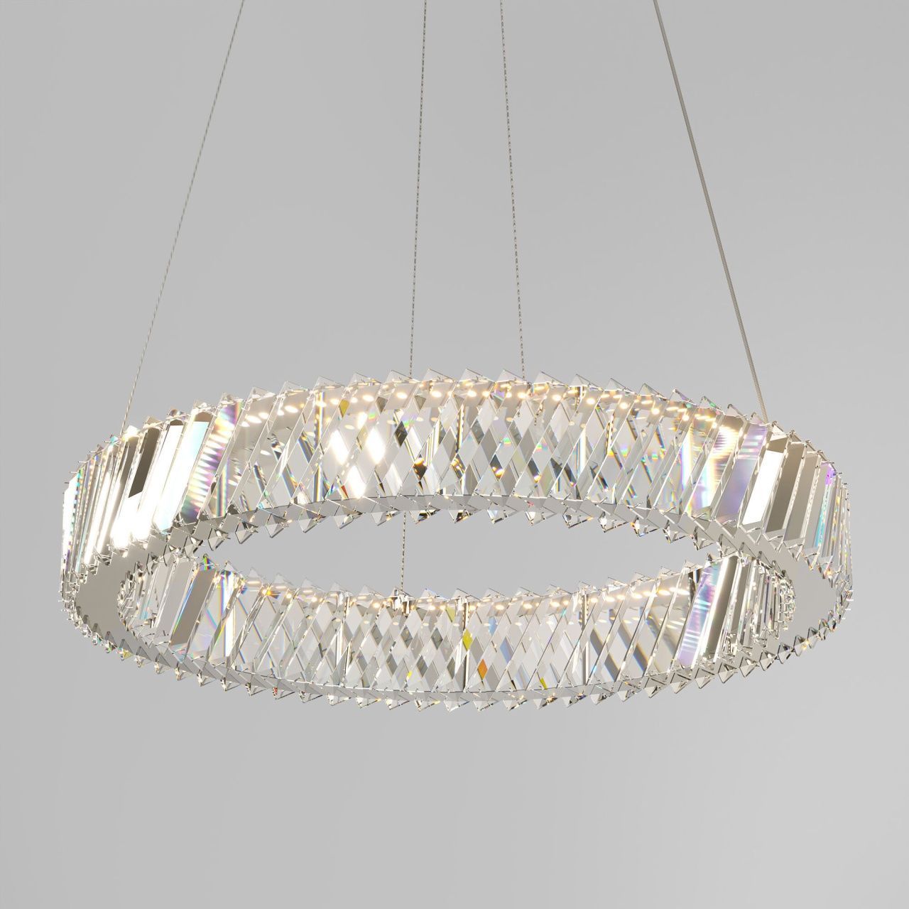 Светодиодная хрустальная люстра Eurosvet 101004 LED никель хрусталь Strotskis