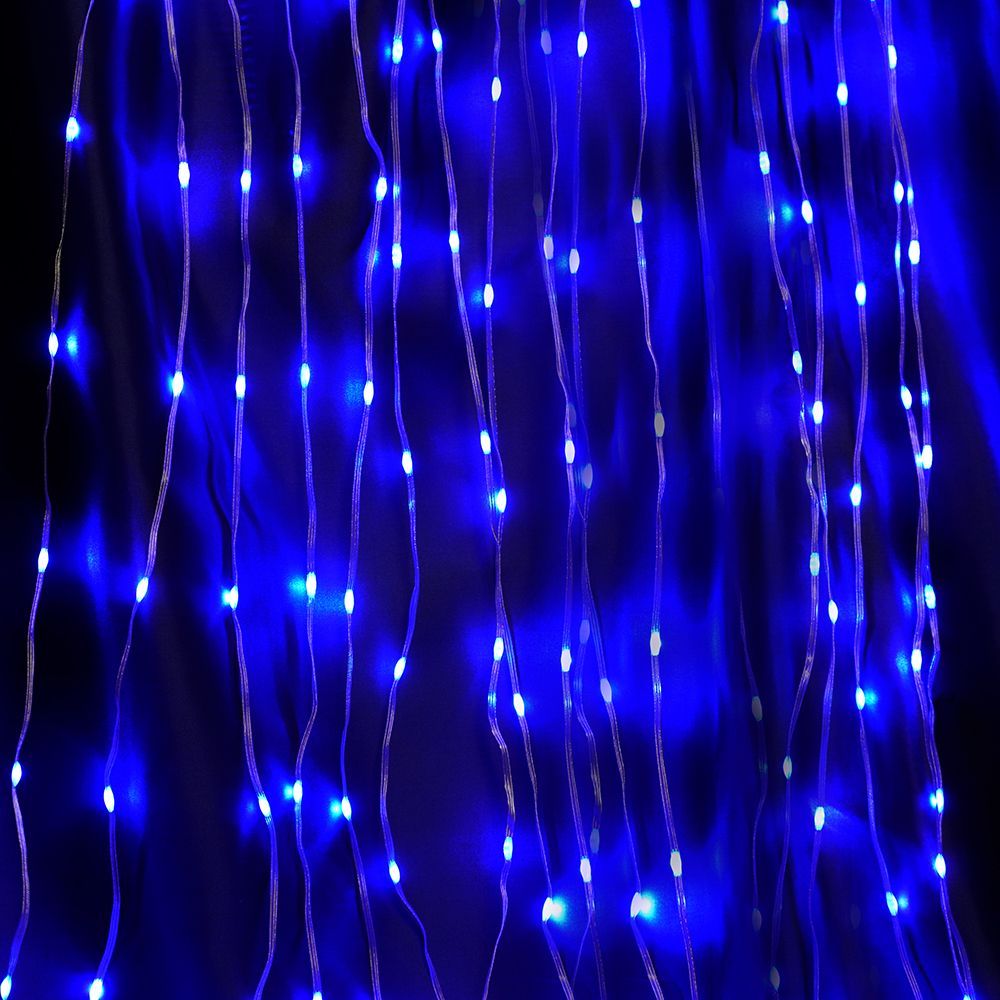 Светодиодная гирлянда Feron CL28 занавес Водопад  3*3м  + 3м 230V синий с контроллером, c питанием о