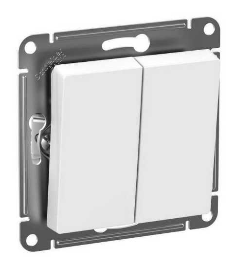 Выключатель 2-клавишный IP44 10АХ белый ATN440151