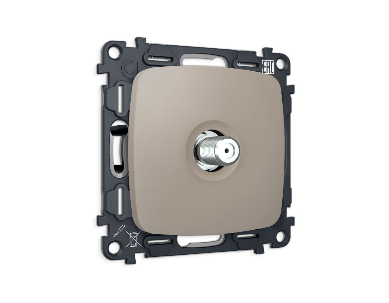 Комплект механизма TV розетки SAT 5-2400MHz 3.5dB OMEGA MO373050 Серо-бежевый матовый QUANT