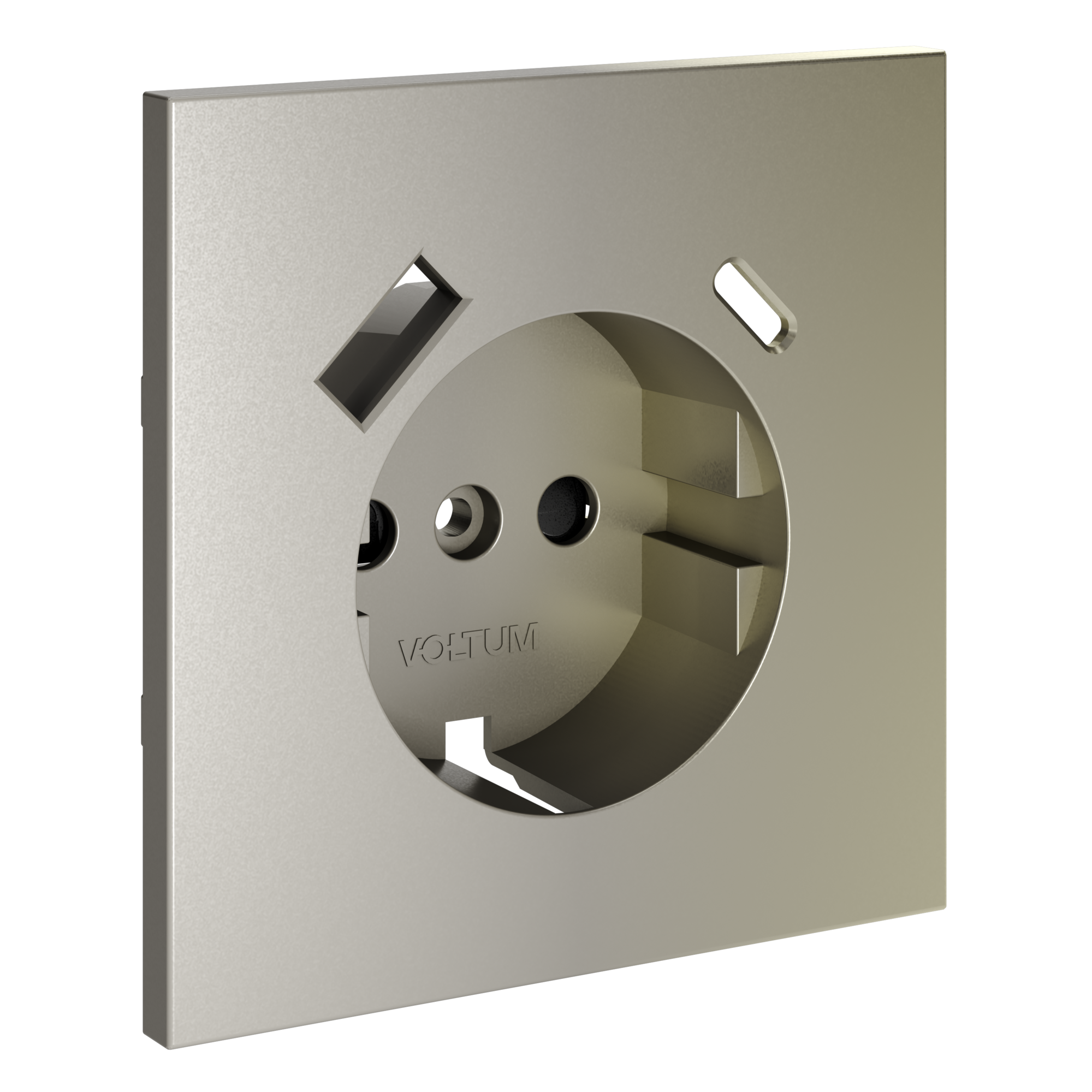Накладка для розетки с заземлением и защитными шторками, с USB A+C, S70 (шелк) Voltum VLS001004