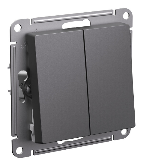 Выключатель 2-клавишный Systeme Electric ATLASDESIGN базальт ATN001451