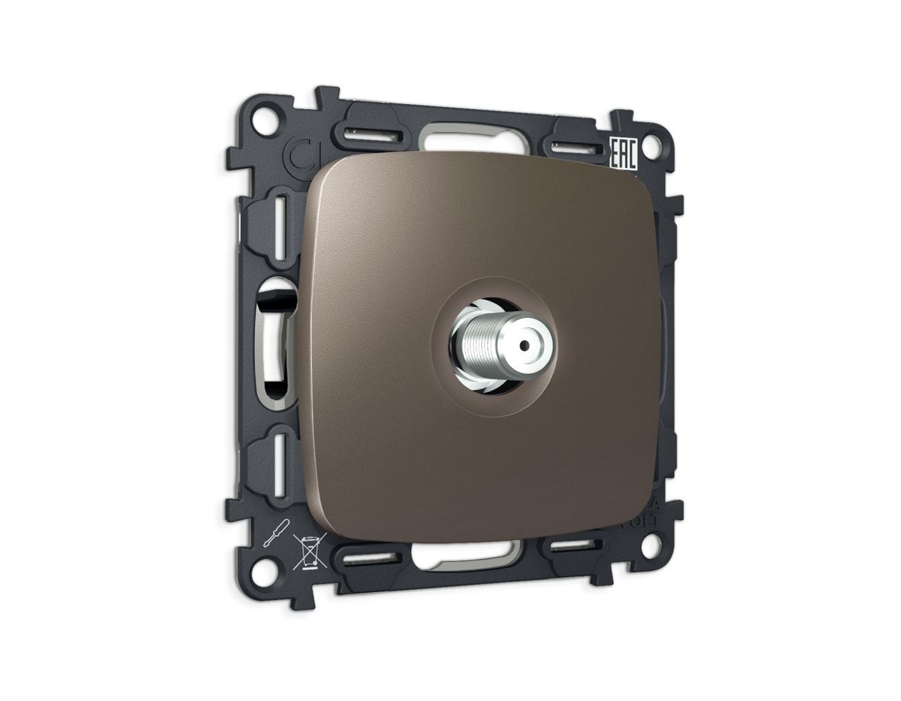 Комплект механизма TV розетки SAT 5-2400MHz 3.5dB OMEGA MO643050 Темная бронза матовый QUANT