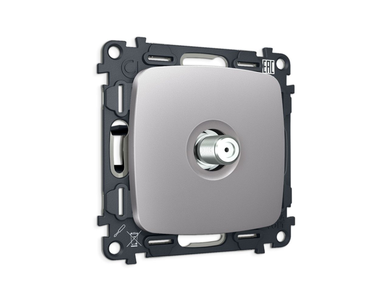 Комплект механизма TV розетки SAT 5-2400MHz 3.5dB OMEGA MO513050 Сталь матовый QUANT