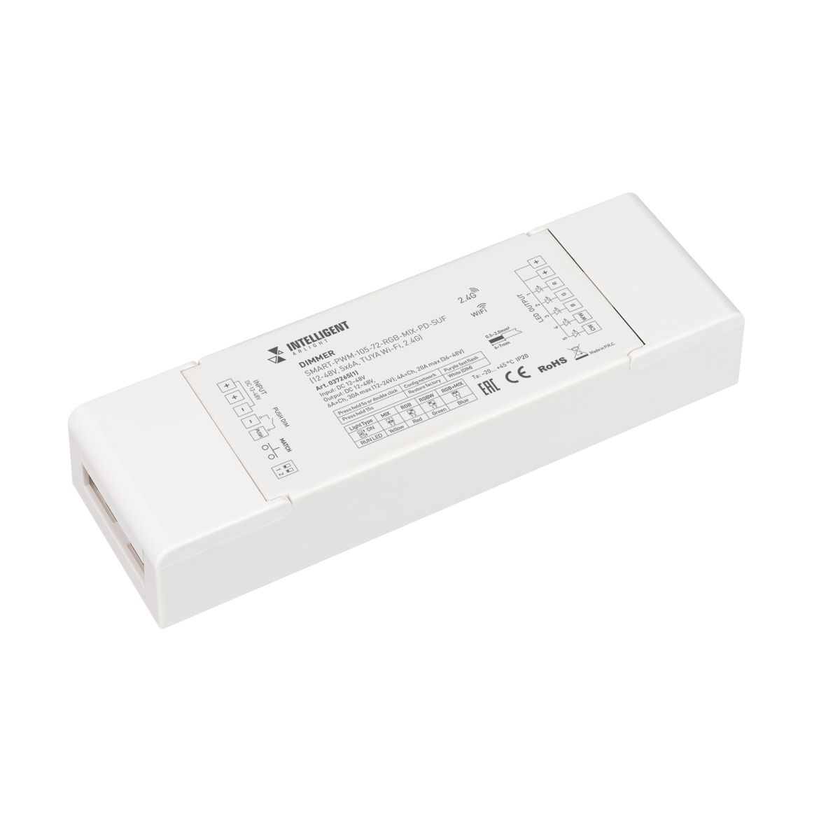 Диммер Arlight SMART-PWM-105-72-RGB-MIX-PD-SUF (12-48V, 5x6A, TUYA Wi-Fi, 2.4G) (IARL, IP20 Пластик)