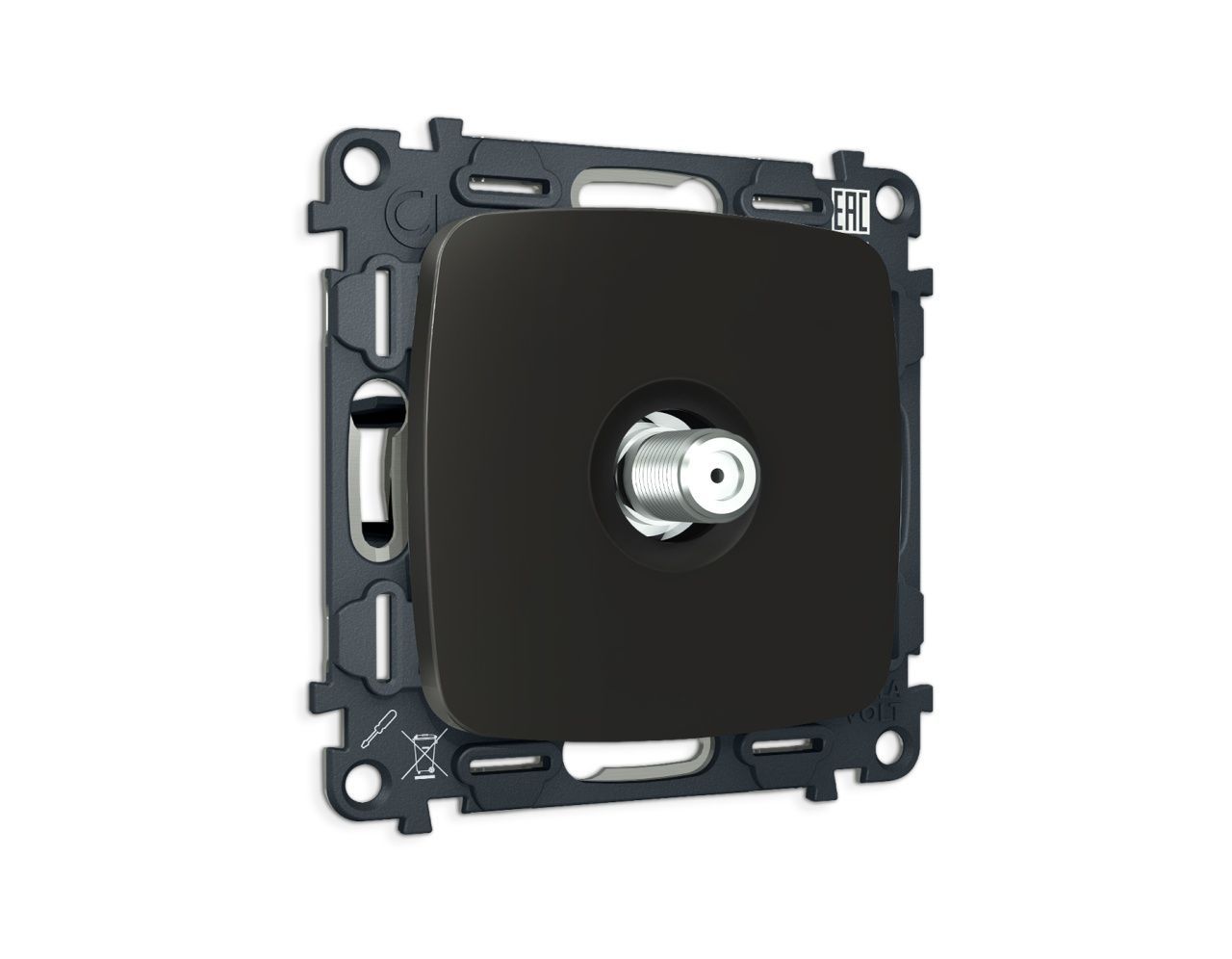 Комплект механизма TV розетки SAT 5-2400MHz 3.5dB OMEGA MO813050 Черный матовый QUANT