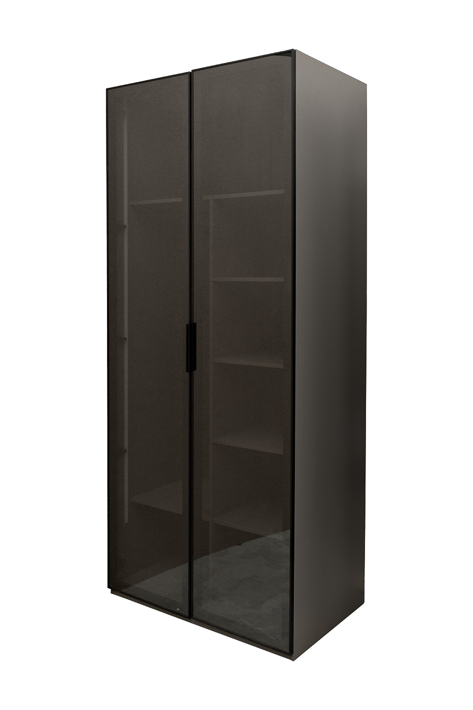 GD-10013-6 Шкаф Альто(Alto) двухд с полками, цвет серый Кобальт, дверцы стекло(тонир) 100*57*228.5см