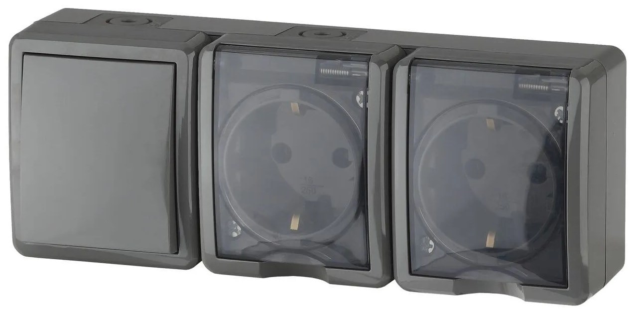 Блок розетки-выключатель ЭРА Эксперт IP54 16A 250V 11-7403-03 Б0027674