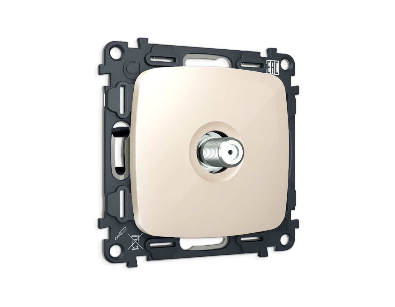 Комплект механизм TV розетки SAT 5-2400MHz 3.5dB OMEGA MO313050 Бежевый глянец QUANT