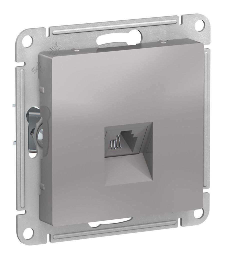 Розетка телефонная 1xRJ11 Systeme Electric ATLASDESIGN, алюминий ATN000381
