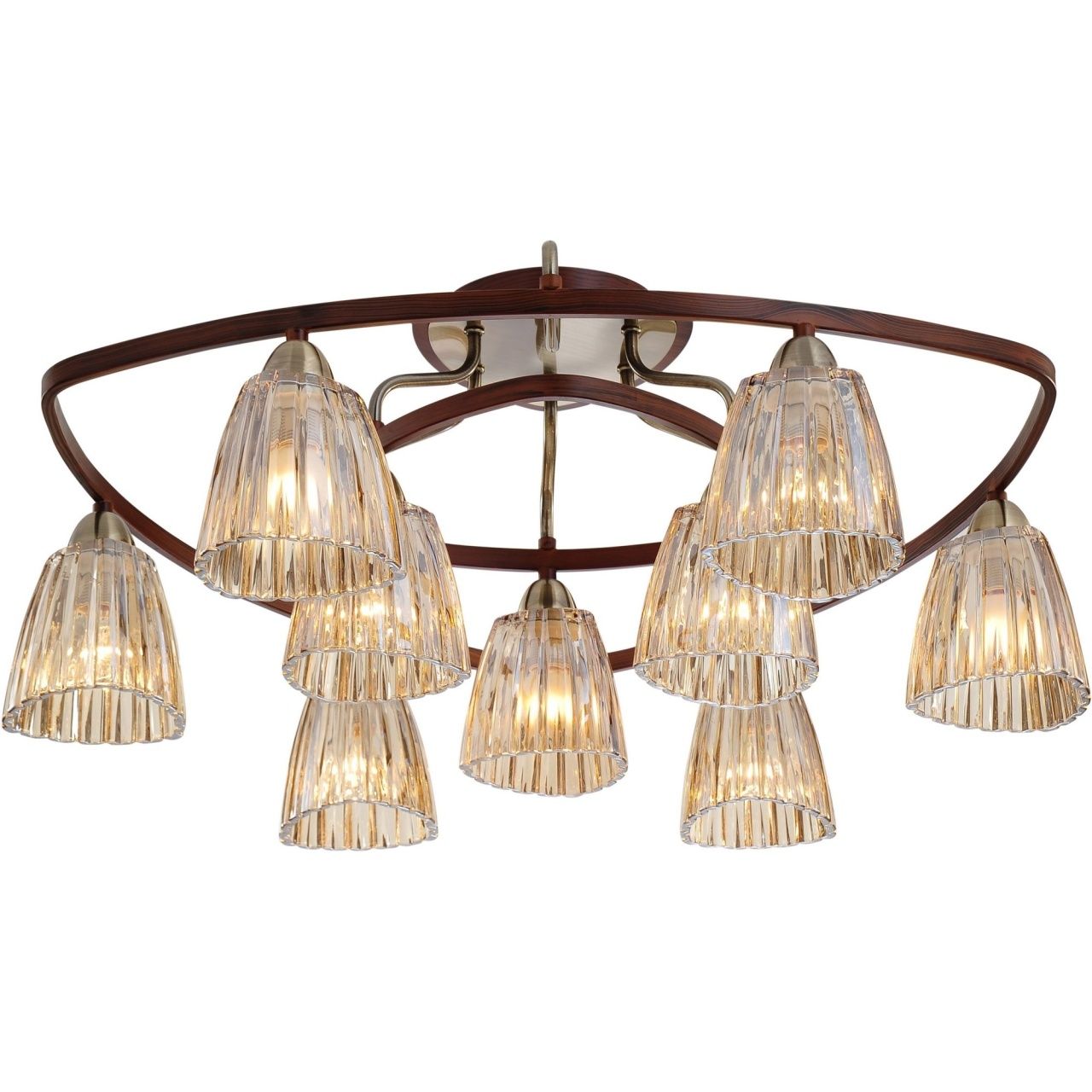 Потолочная люстра 408-09-53 + walnut N-Light 408 antique brass