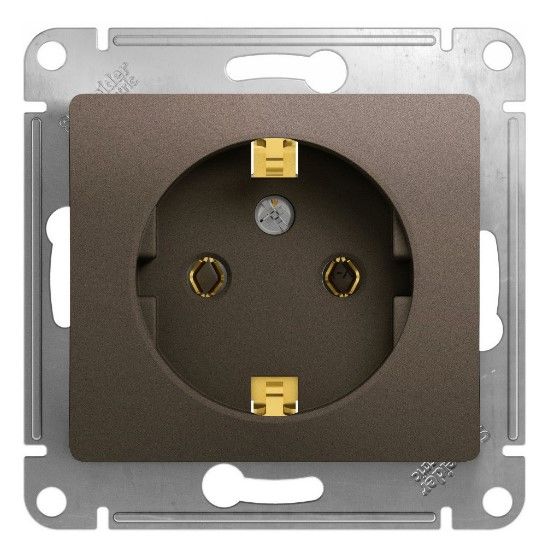 Розетка Systeme Electric GLOSSA, скрытый монтаж шоколад GSL000843