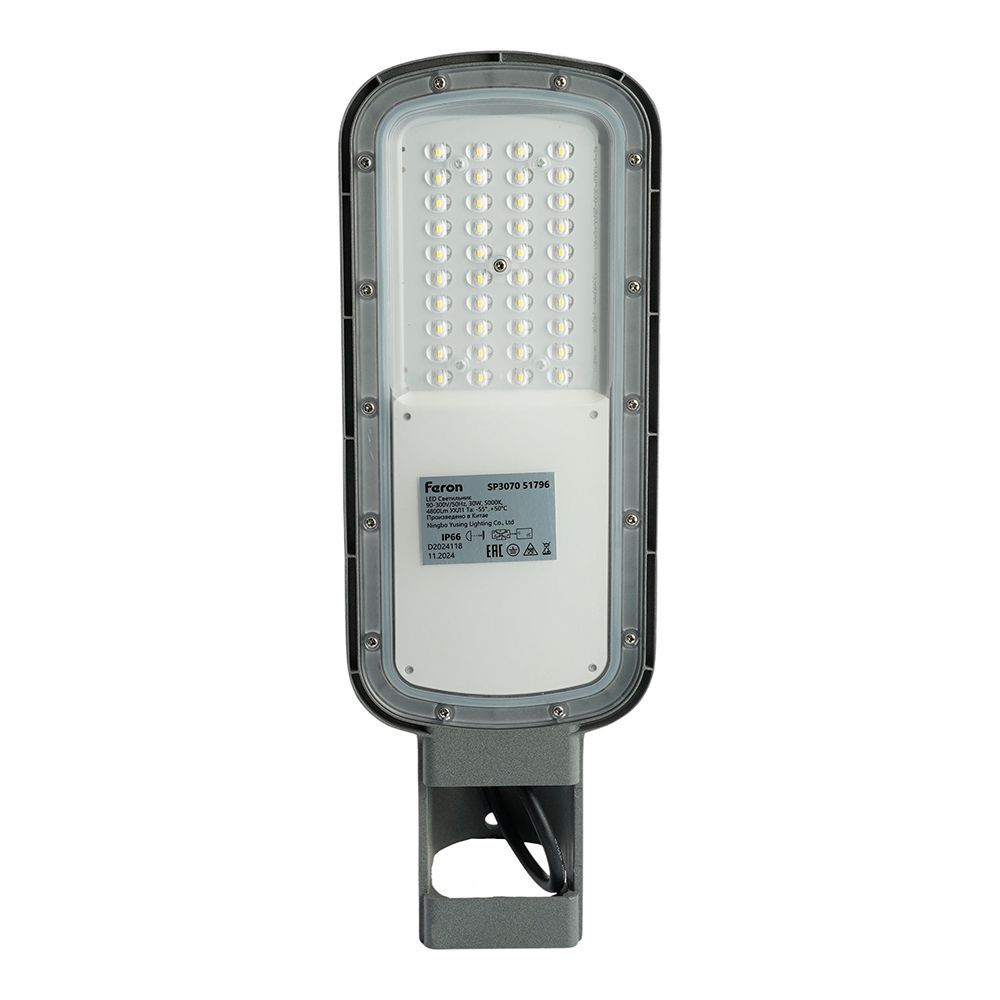 Светодиодный уличный консольный светильник Feron SP3070 30W 5000K 90-300V, серый