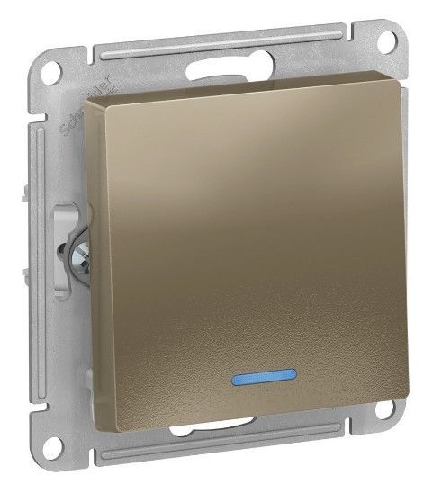 Выключатель 1-клавишный Systeme Electric ATLASDESIGN с подсветкой шампань ATN000513
