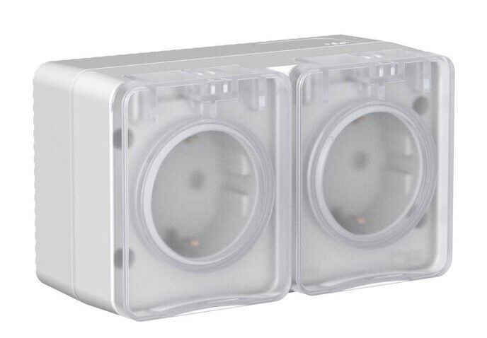 Розетка двухместная Systeme Electric ATLASDESIGN PROFI54 со шторками серый ATN543026