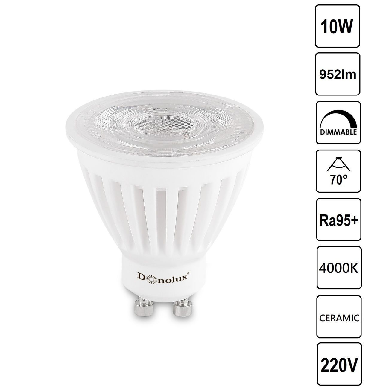 Светодиодная лампа CERAMIC 10Вт, 4000K, 952Лм, Dim Triac