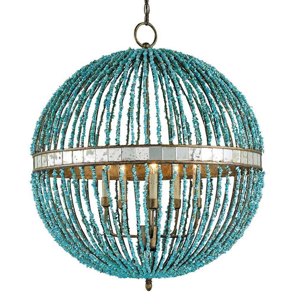 Светильник Loft-Concept 70см CURREY AND COMPANY BEADED ORB CHANDELIER — TURQUOISE BLUE 40.1850D70