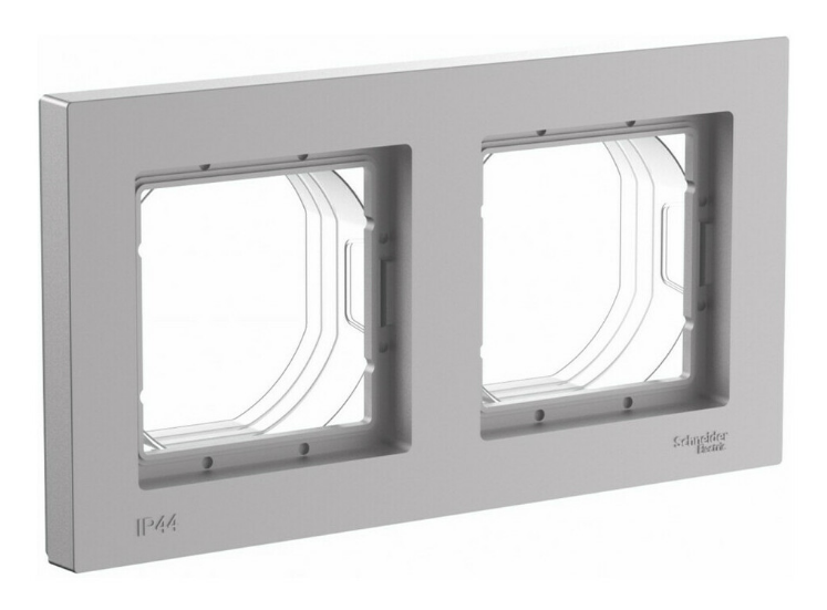 Рамка 2 поста IP44 Schneider Electric ATLASDESIGN AQUA алюминий ATN440302