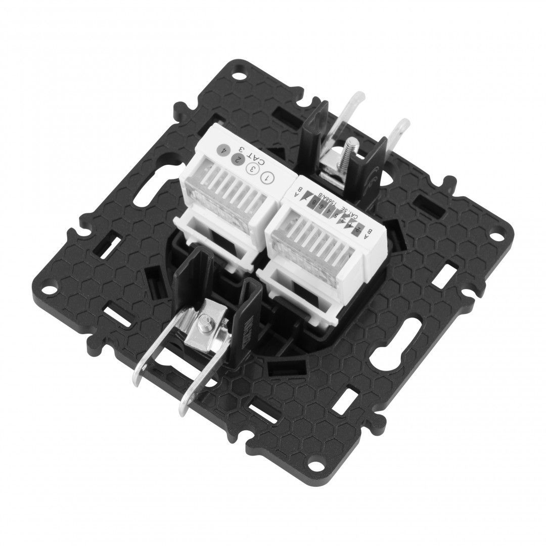 Розетка телефонная RJ11 + компьютерная RJ45 217.44-1.black Arte Milano