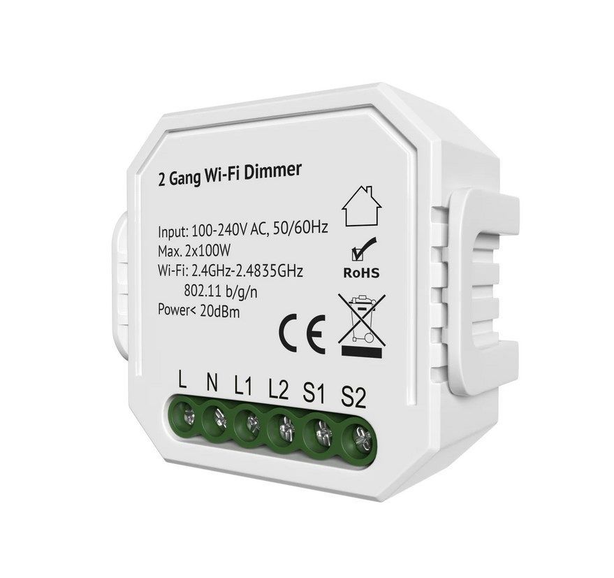 Двухканальное Wi-Fi реле-диммер Denkirs RL1004-DM/1