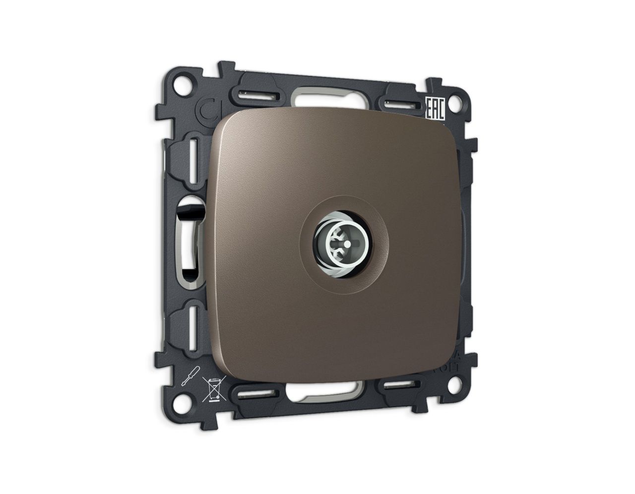 Комплект механизма TV розетки оконечной экранированной 5-1000MHz 3dB OMEGA MO643005 Темная бронза ма