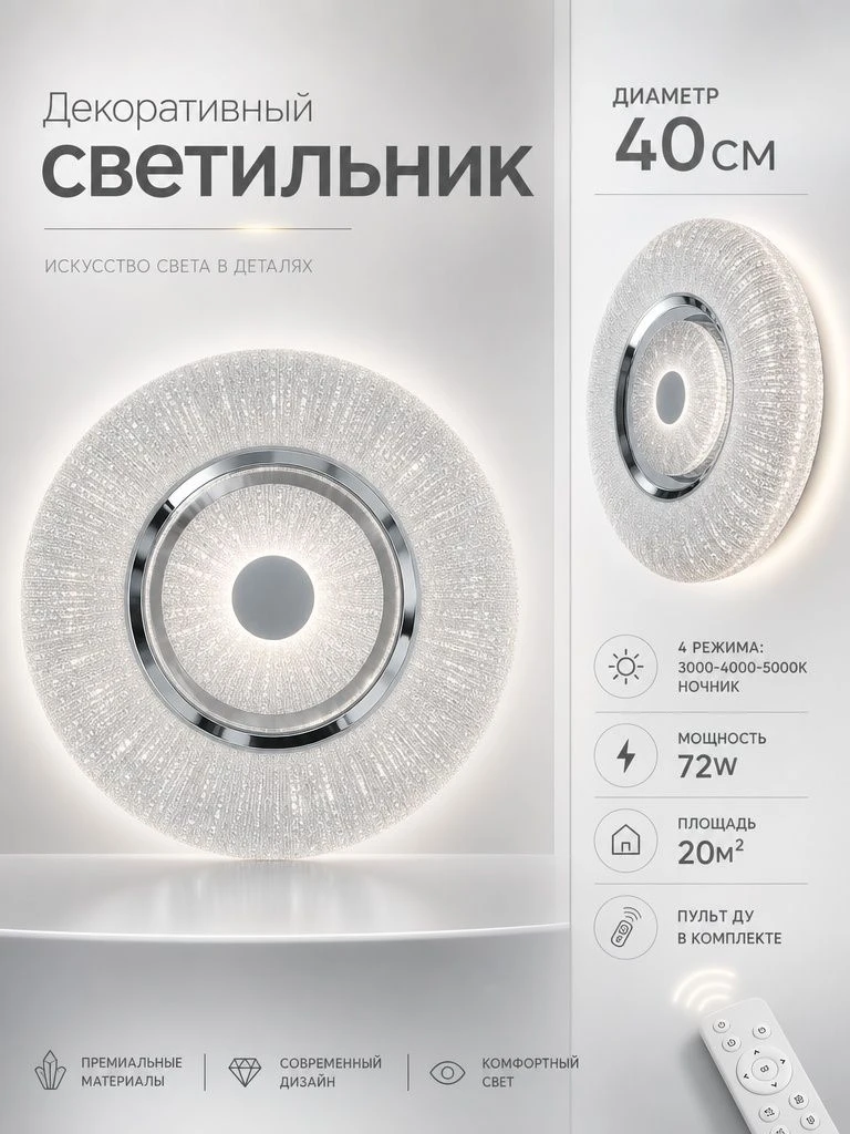 Светильник тарелка светодиодный настенно-потолочный Амазон Хоум Acrylic Shell AMG007647