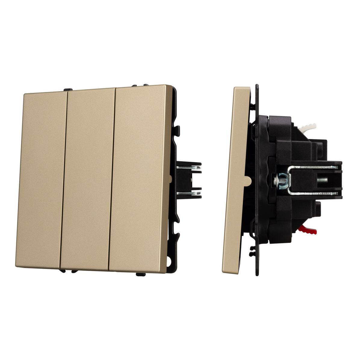 Механизм выключателя трехклавишный непроходной Arlight SWT-NOBE-MK03-SFPL-GD (230V, 10A) (Золотой пе