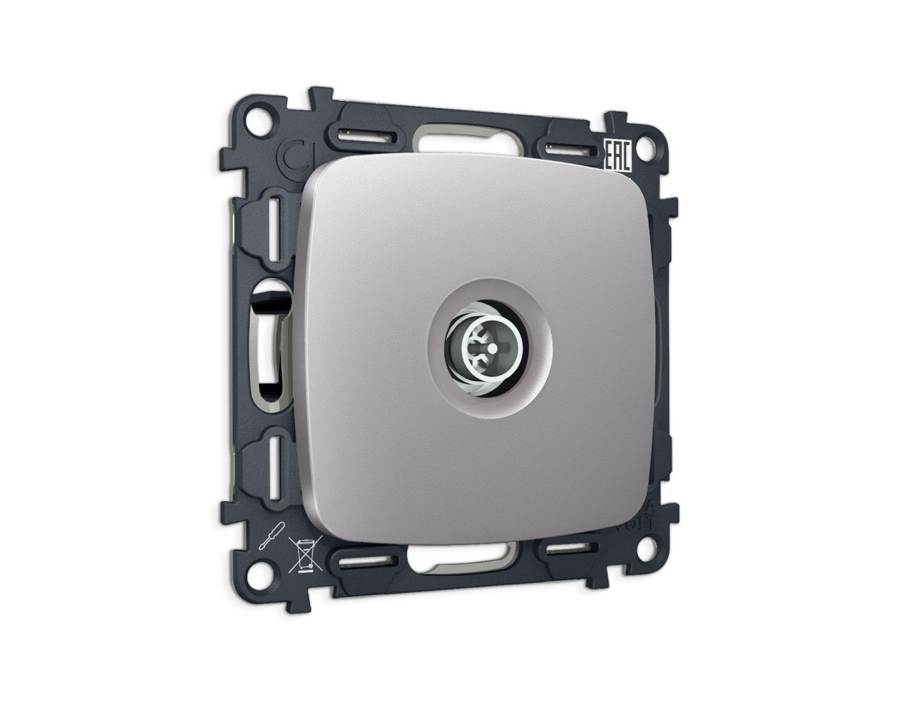 Комплект механизма TV розетки оконечной экранированной 5-1000MHz 3dB OMEGA MO513005 Сталь матовый QU