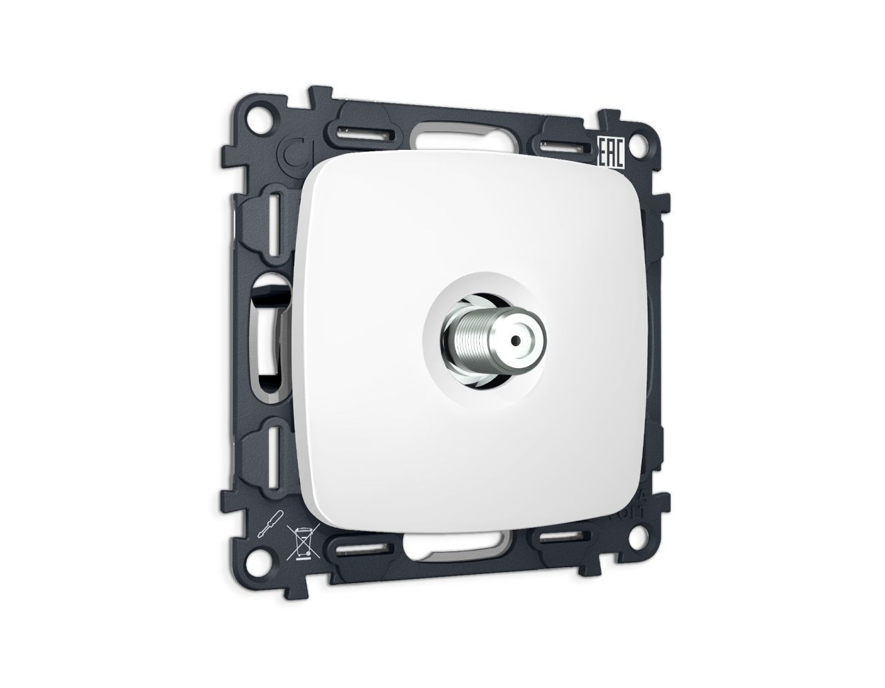 Комплект механизма TV розетки SAT 5-2400MHz 3.5dB OMEGA MO133050 Белый матовый QUANT