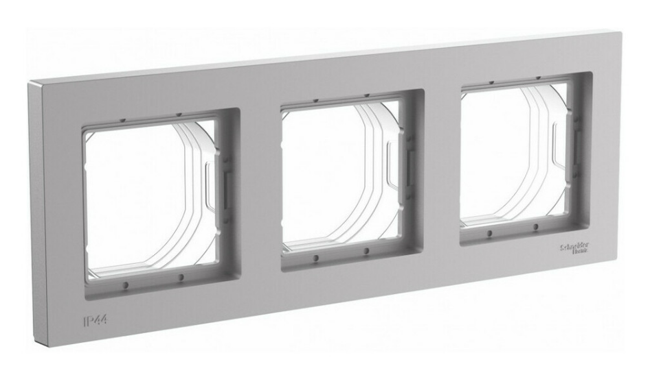 Рамка 3 поста IP44 Schneider Electric ATLASDESIGN AQUA алюминий ATN440303