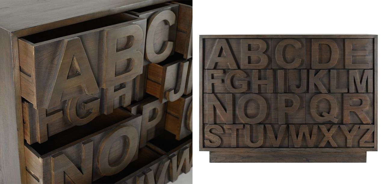 Комод в стиле лофт с английским алфавитом English Alphabet Chest of Drawers 10.3186
