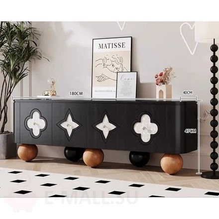 Тумба под телевизор в гостиную Амазон хоум Wooden circles petals размер 180*40*47 см AMG007821