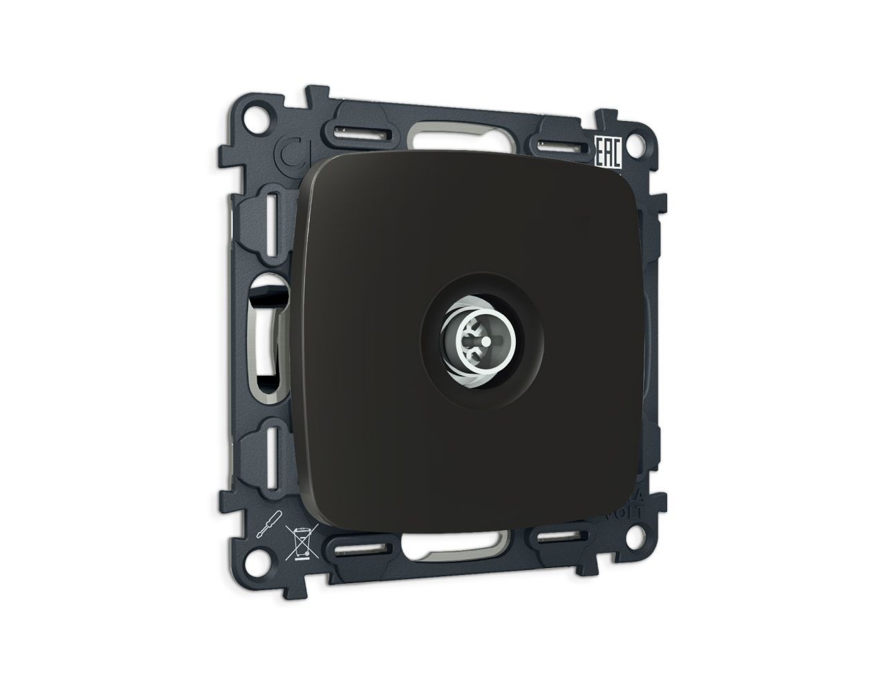 Комплект механизма TV розетки оконечной экранированной 5-1000MHz 3dB OMEGA MO813005 Черный матовый Q