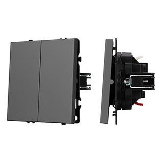 Механизм звонкового выключателя двухклавишный Arlight SWT-NOBE-MKR2-SFPL-GR (230V, 10A) (Серый базал