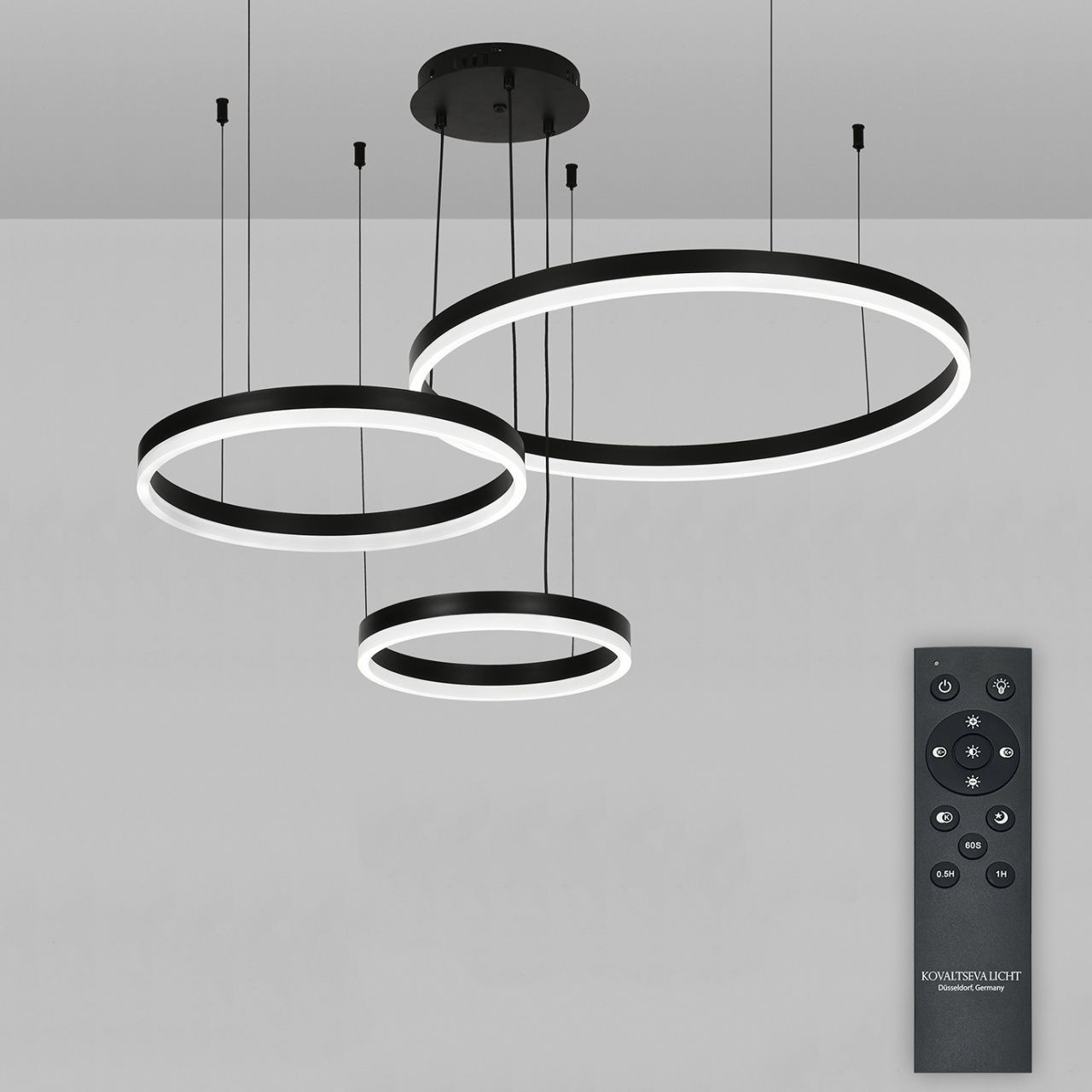 Светодиодная люстра нимбы с пультом ДУ 140W, черный, LED Natali Kovaltseva LED LAMPS 81478