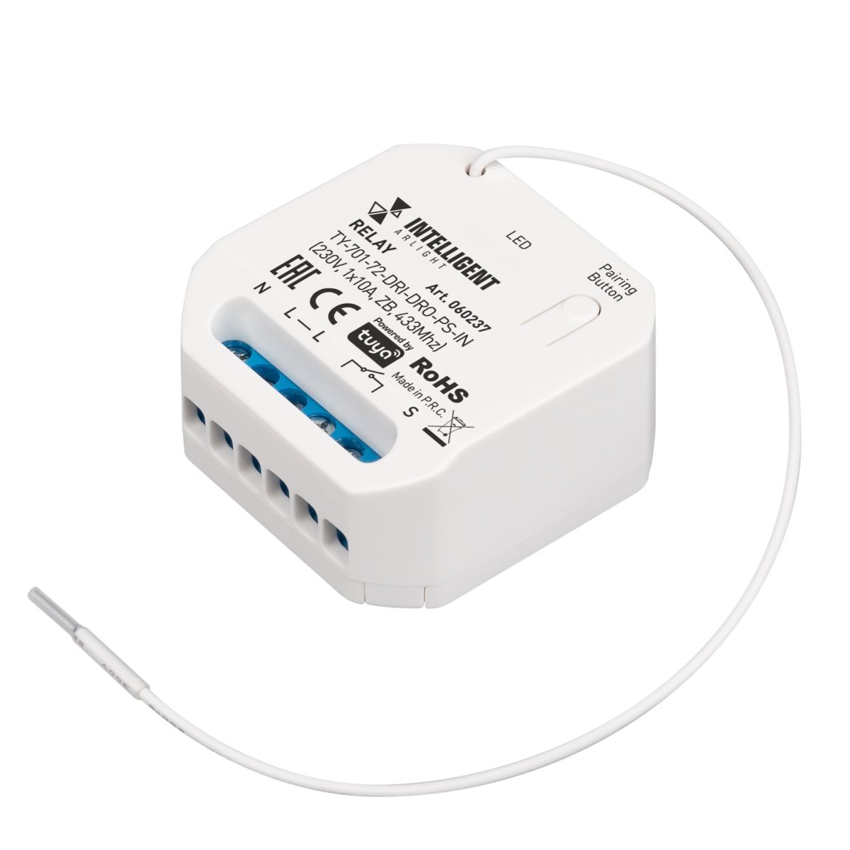 Релейный модуль Arlight TY-701-72-DRI-DRO-PS-IN (230V, 1x10A, ZB, 433Mhz) (IARL, IP20 Пластик) 06023
