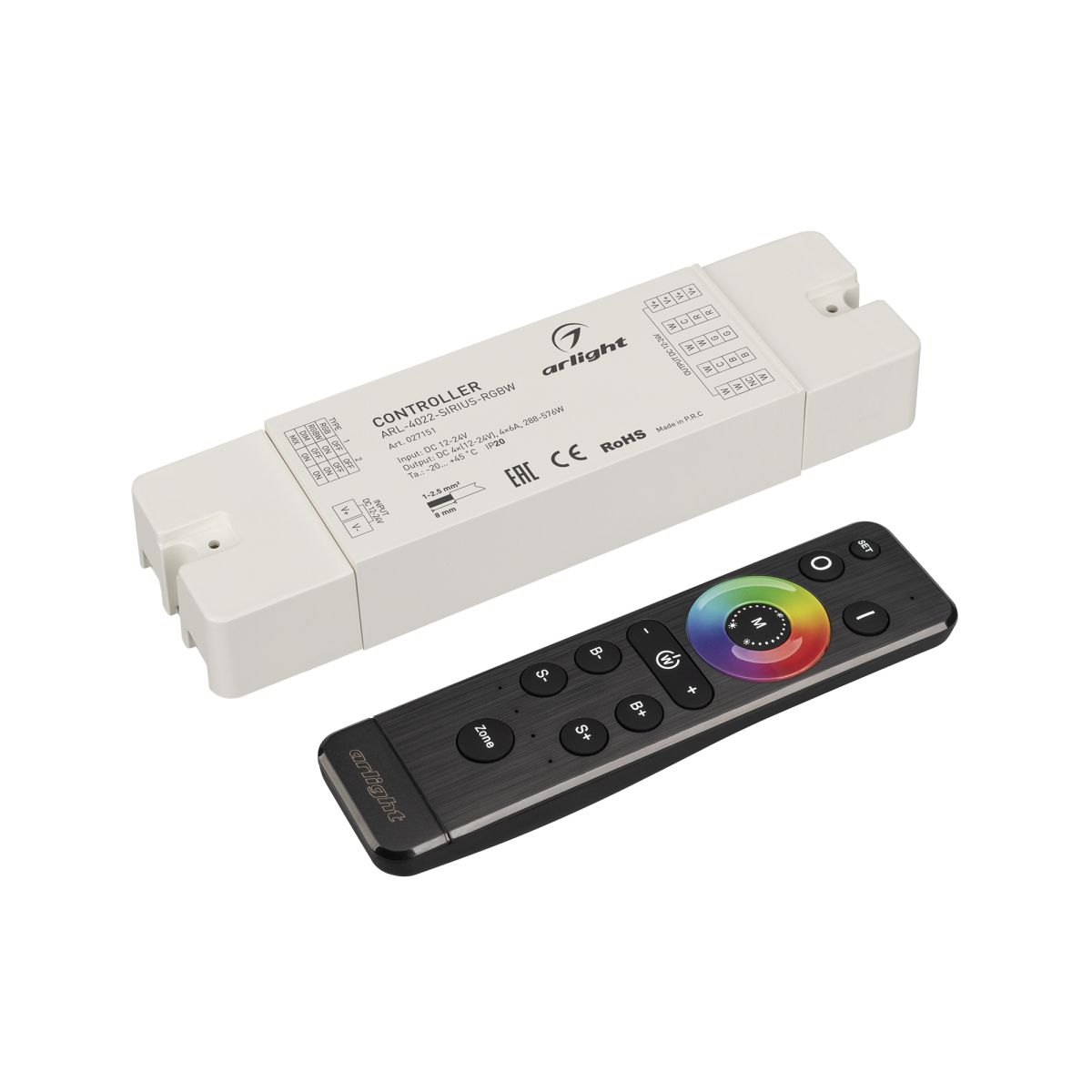 Диммер Arlight ARL-SET-PWM-104-72-RGBW-SH-IN, комплект (12-24V, 4x6A, 2.4G) (IP20 Пластик) 061157