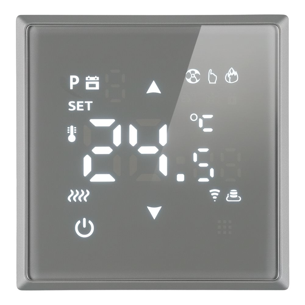 Терморегулятор Wi-Fi (механизм), STEKKER, 250В, 3500Вт, серия Эмили, RSW00-5119-10, платиново-серый,