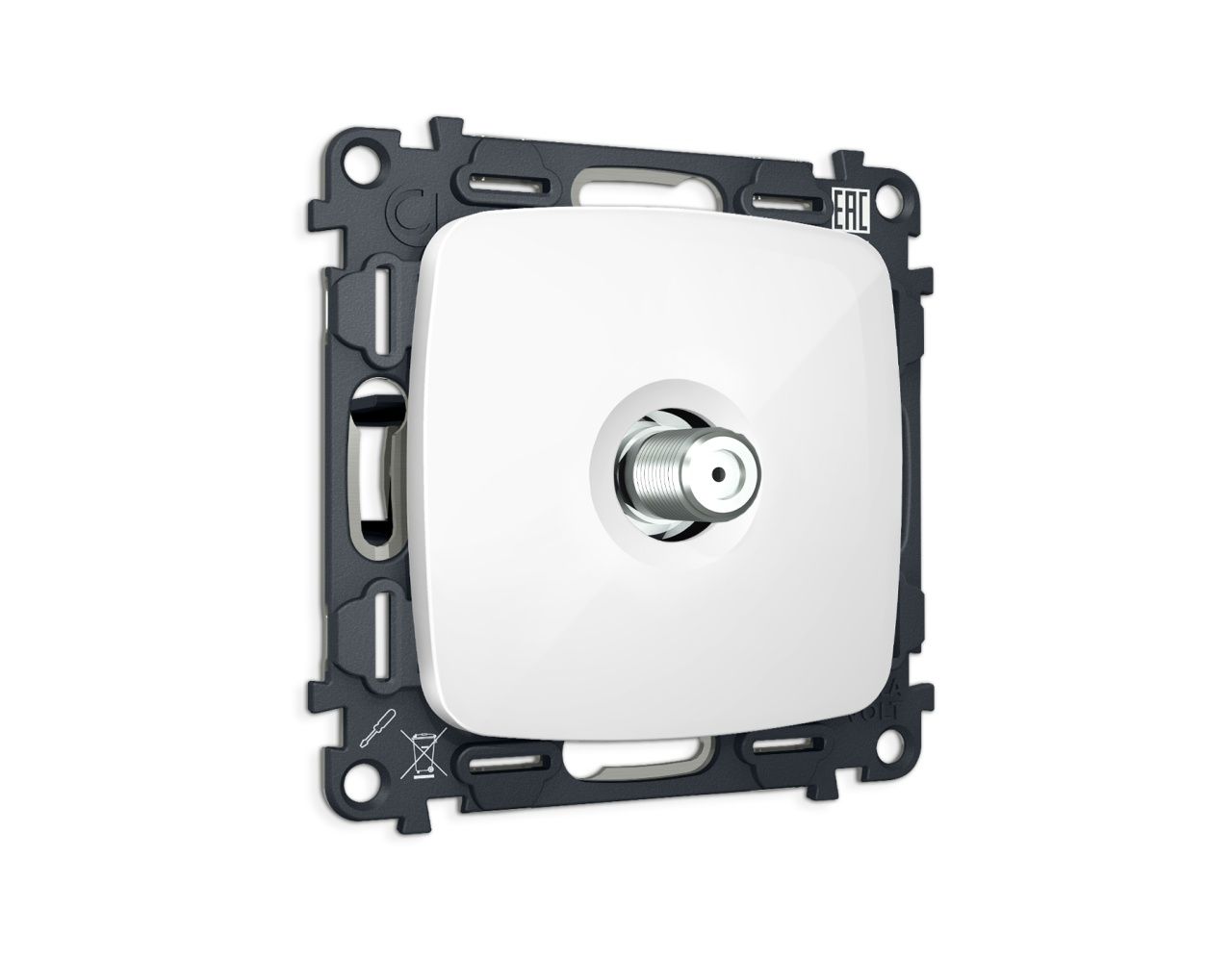 Комплект механизма TV розетки SAT 5-2400MHz 3.5dB OMEGA MO113050 Белый глянец QUANT