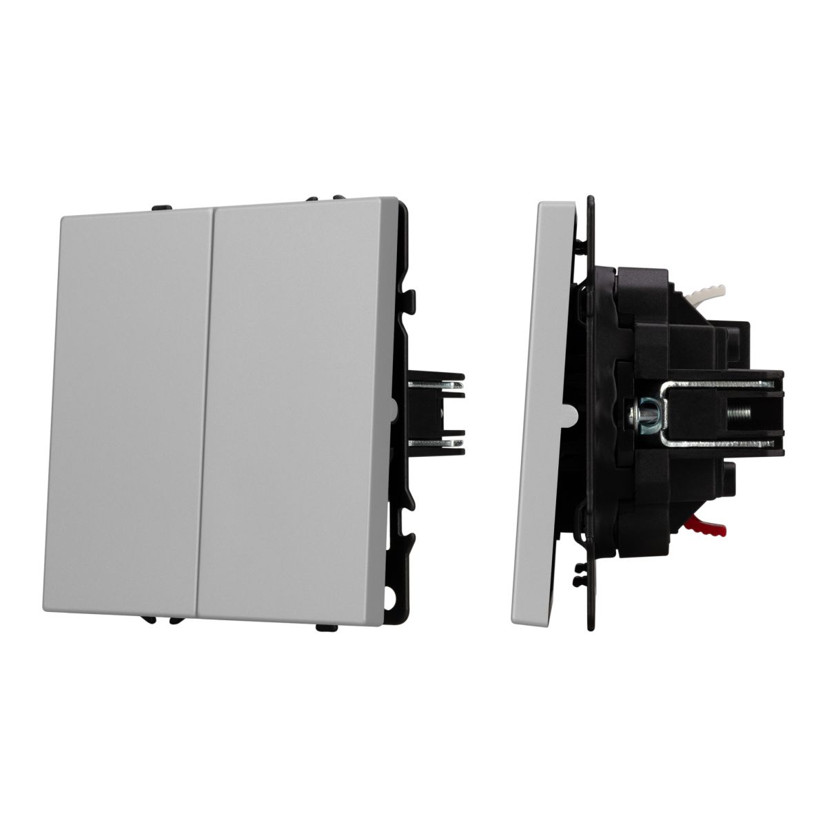 Механизм звонкового выключателя двухклавишный Arlight SWT-NOBE-MKR2-SFPL-IS (230V, 10A) (Никель) 061