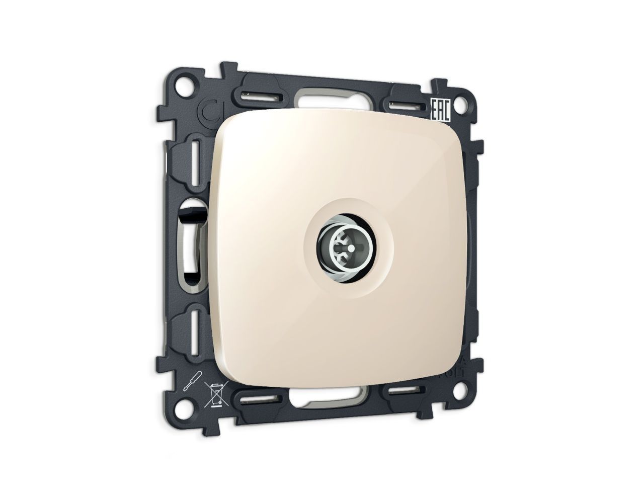 Комплект механизма TV розетки оконечной экранированной 5-1000MHz 3dB OMEGA MO313005 Бежевый глянец Q