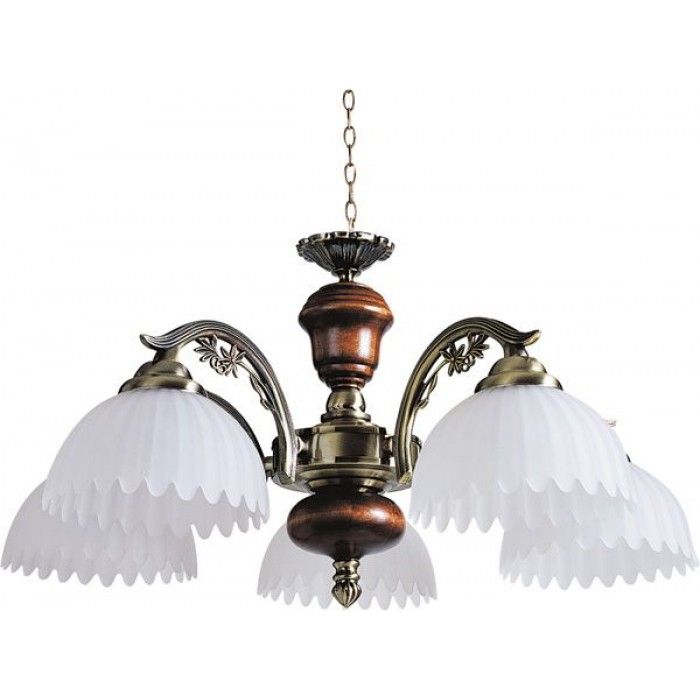851-05-03 Люстра подвесная N-Light, 5 плафонов, дуб с бронзой