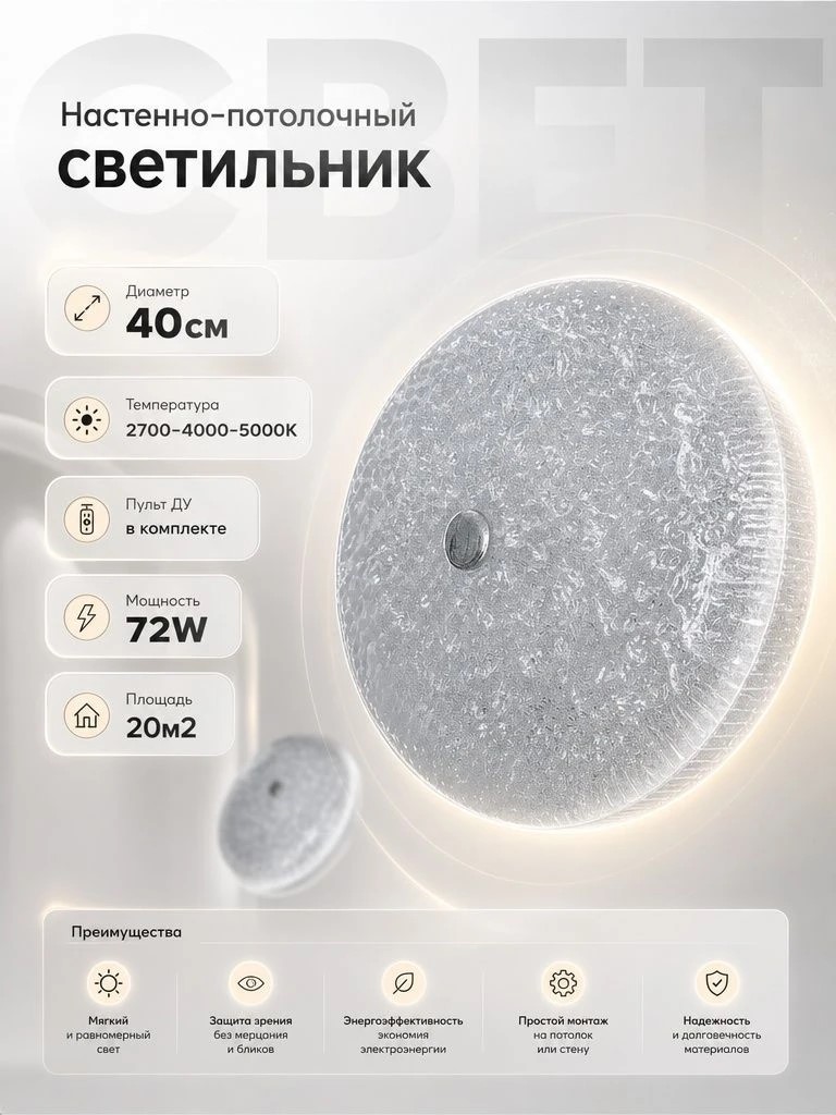 Светильник тарелка светодиодный настенно-потолочный Амазон Хоум Acrylic Shell AMG007646