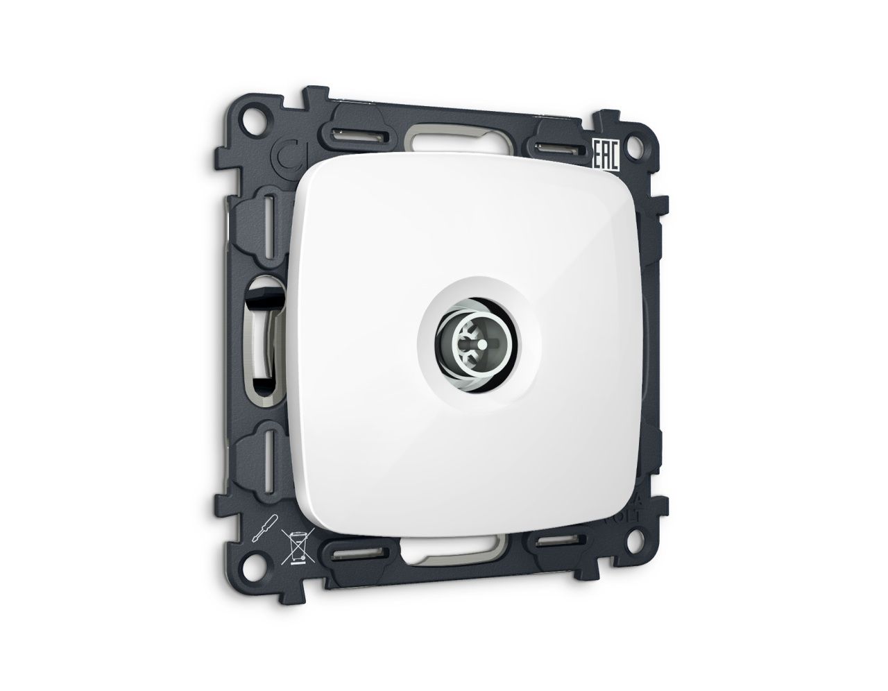 Комплект механизма TV розетки оконечной экранированной 5-1000MHz 3dB OMEGA MO113005 Белый глянец QUA