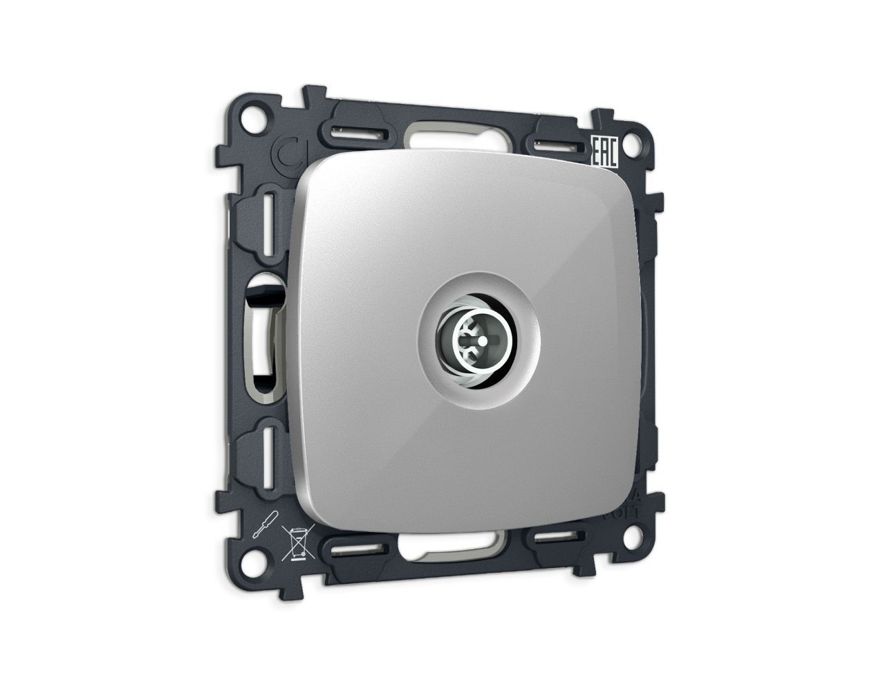 Комплект механизма TV розетки оконечной экранированной 5-1000MHz 3dB OMEGA MO413005 Серебро глянец Q