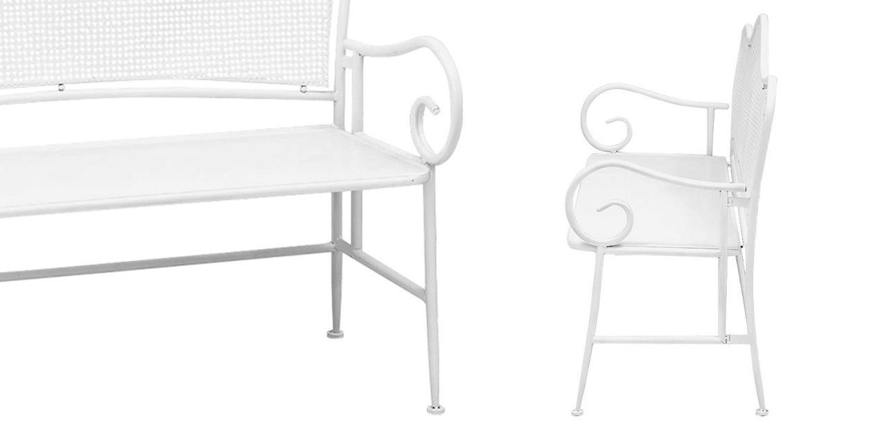 Скамья белая в стиле прованс Miah Bench White 02.050-2